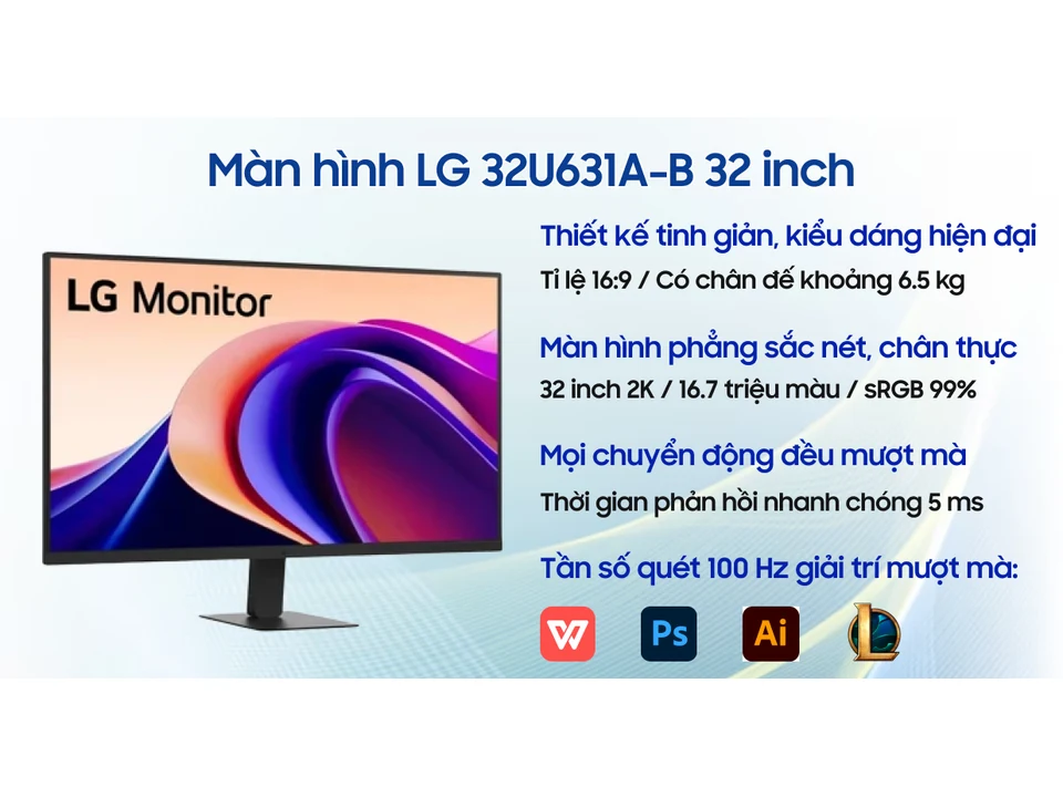 Tổng quan thông số nổi bật màn hình LG 32U631A-B 2K 100Hz 5ms